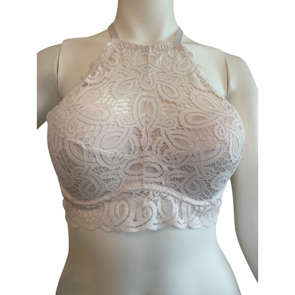 Victorias Secret Pink Lace Push-Up Halter Bralette In Light Pink Size L - Picture 2 of 14